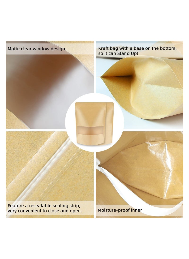 KAWALIB Resealable Kraft Paper Bags with Matte Window And Zip Lock pack of 50 pcs  - Image 3