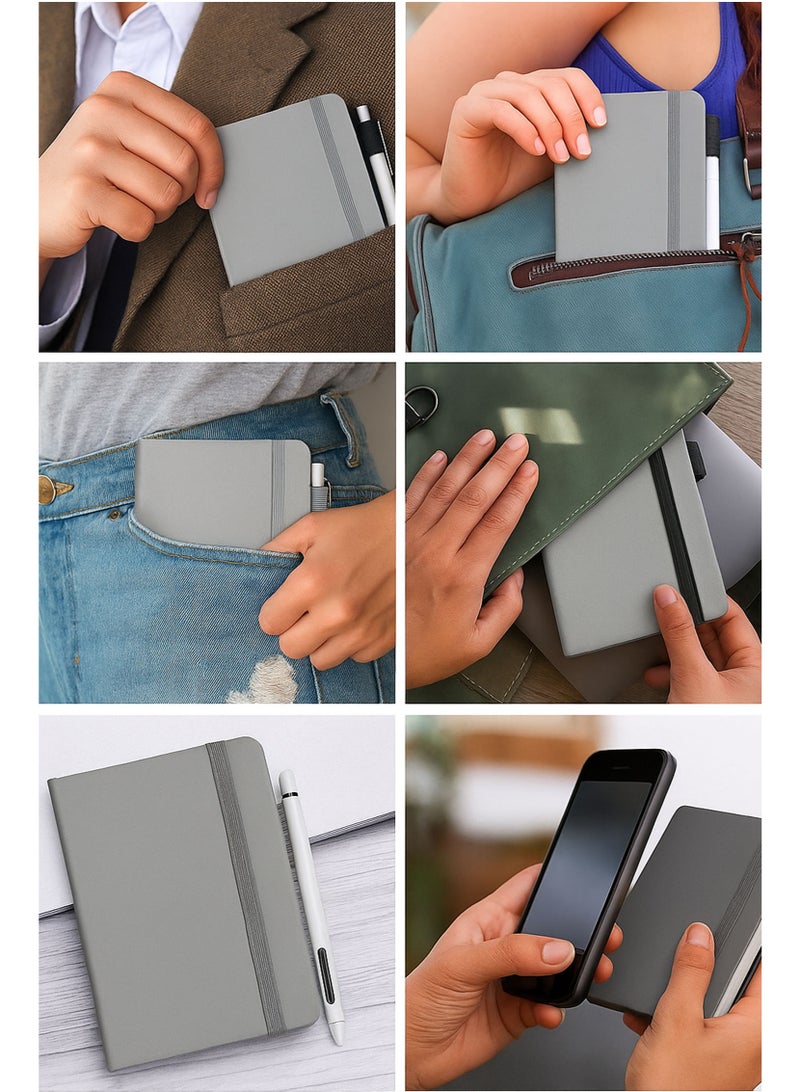 يانيك دفتر ملاحظات YANEK® الكلاسيكي بحجم A6 – 160 صفحة، غلاف صلب مع شريط مرن، حامل قلم وشريط علامة مرجعية | دفتر جيب مدمج للمكتب والمدرسة والسفر - Image 4