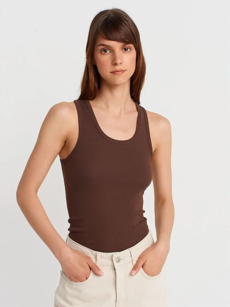 ديلفين DILVIN Ribbed Sleeveless Cami Blouse