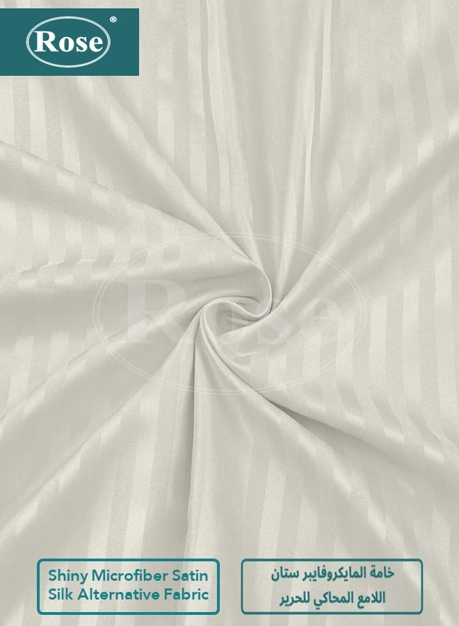 Rose Luxurious Hotel Stripe Fitted Sheet with Deep Pockets and Pillow Cases, Bed Sheet 3-Pieces Set, Soft & Silky Microfiber Breathable and Cooling, King Size 200x200, Off White - Image 4