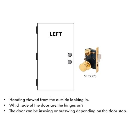 SEGAL Prime-Line SE 27570 2-1/2 in. Backset, Entrance Mortise Lockset, Wrought Solid Brass, Left Handed (Single Pack) - Image 3