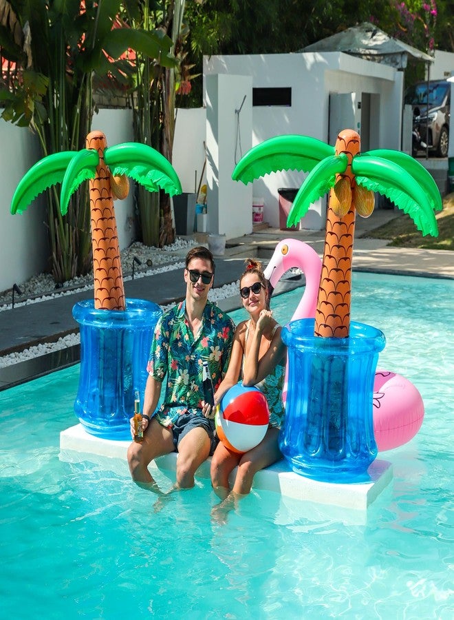PARENTSWELL 63" Drink Cooler for Parties, 2 Pack Inflatable Palm Tree Ice Bucket for BBQ, Picnic, Pool Party, Bachelorette Supplies, Floating Cooler for Hawaiian Luau Tropical Summer Party Decorations - Image 4