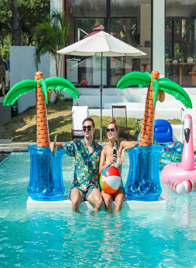 PARENTSWELL 63" Drink Cooler for Parties, 2 Pack Inflatable Palm Tree Ice Bucket for BBQ, Picnic, Pool Party, Bachelorette Supplies, Floating Cooler for Hawaiian Luau Tropical Summer Party Decorations - Image 2