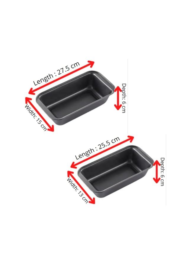 قوالب خبز من الفولاذ الكربوني غير اللاصق، (عبوة من 2) قالب خبز أو قالب كيك. الشكل المستطيل هو الأفضل لخبز الخبز أو الكعك. (27.5x15x6 سم) و (25.5x13x6 سم) - Image 2