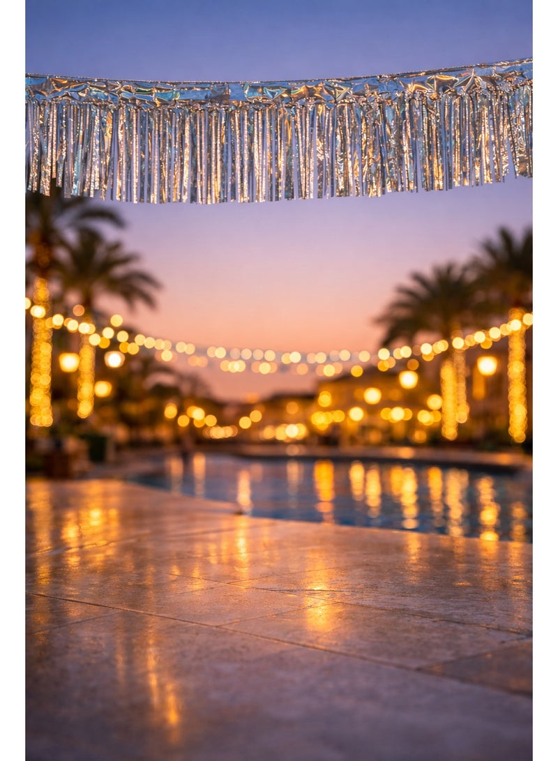 زينة رمضان فضية معلقة – طقم 3 قطع متعددة الأشكال والألوان لتزيين الشوارع والمنازل والمناسبات الرمضانية - Image 1