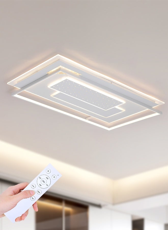 YATAI LIGHTING ضوء سقف LED مستطيل 390 واط، تصميم حديث مع جهاز تحكم عن بعد، قابل للتعديل بثلاثة ألوان (3000K-6000K)، لغرف النوم الكبيرة، غرفة المعيشة، غرفة الطعام، 105×65 سم - Image 1