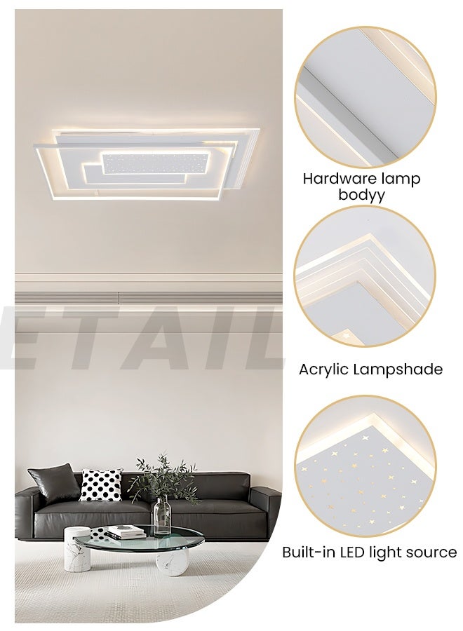 YATAI LIGHTING ضوء سقف LED مستطيل 390 واط، تصميم حديث مع جهاز تحكم عن بعد، قابل للتعديل بثلاثة ألوان (3000K-6000K)، لغرف النوم الكبيرة، غرفة المعيشة، غرفة الطعام، 105×65 سم - Image 4