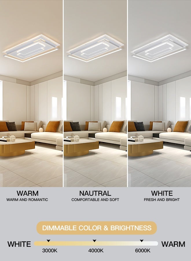 YATAI LIGHTING ضوء سقف LED مستطيل 390 واط، تصميم حديث مع جهاز تحكم عن بعد، قابل للتعديل بثلاثة ألوان (3000K-6000K)، لغرف النوم الكبيرة، غرفة المعيشة، غرفة الطعام، 105×65 سم - Image 2