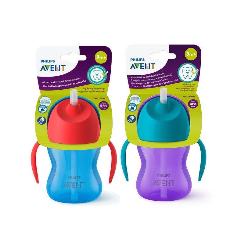 Avent زجاجة سبر للأطفال من فيليبس أفينت | العلامة التجارية رقم 1 الموصى بها من قبل الأمهات في جميع أنحاء العالم | تصميم مضاد للتسرب | قبضة سهلة مع مقبض سيليكون | 9 أشهر وما فوق | 200 مل | عبوة من 1 | (أزرق/بنفسجي) | SCF796/00 - Image 1