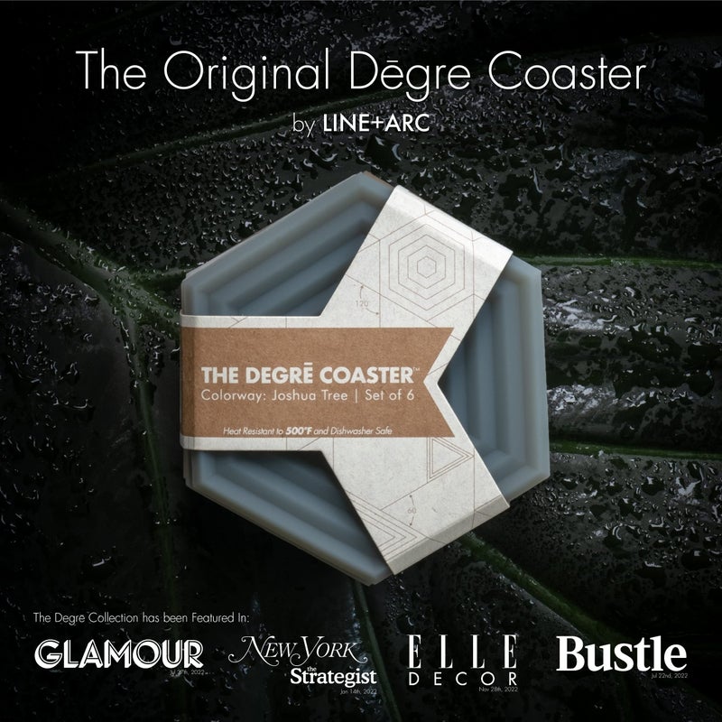 LINE+ARC Extra Thick Silicone Coasters (As Seen in NYTimes WireCutter) Waterproof Anti-Stain Heat-Safe Dishwasher-Safe DegrÄ“ Coasters (Set of 6, Joshua Tree) Outdoor Rubber Mid-Century Modern - Image 2