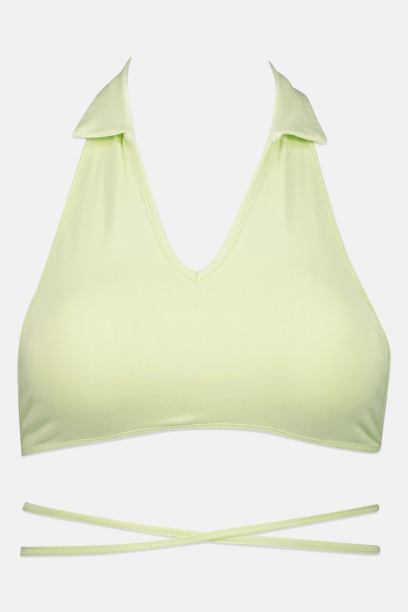 FOREVER 21 Women V-Neck Sleeveless Solid Crip Top, Green - Image 2