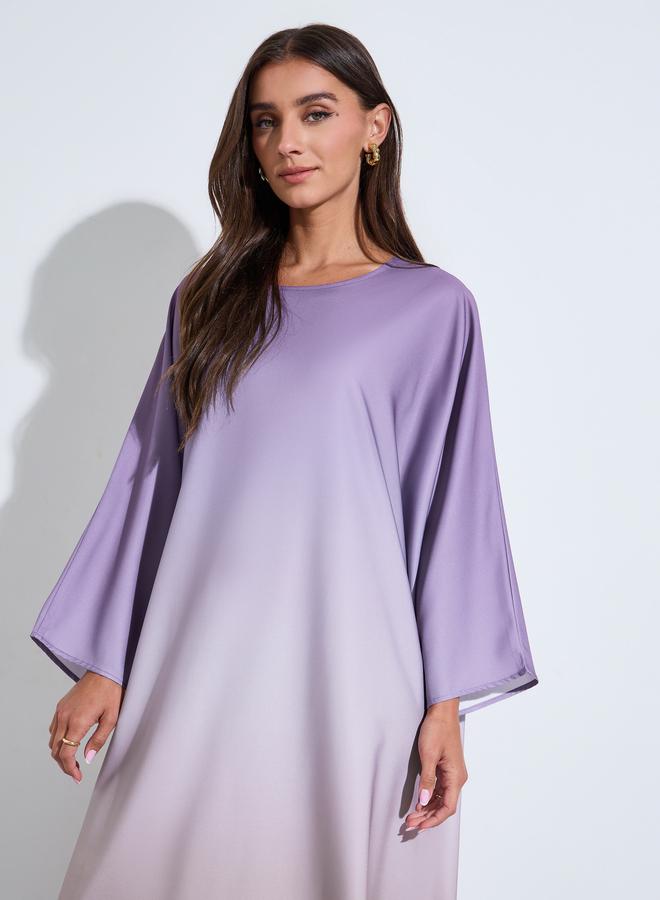 Amirah Multi-Color Round Neck Gradient Look Kaftan - Image 2