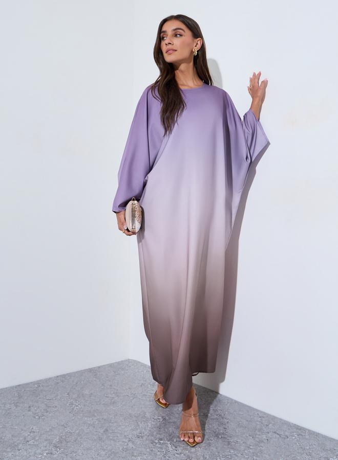 Amirah Multi-Color Round Neck Gradient Look Kaftan - Image 1
