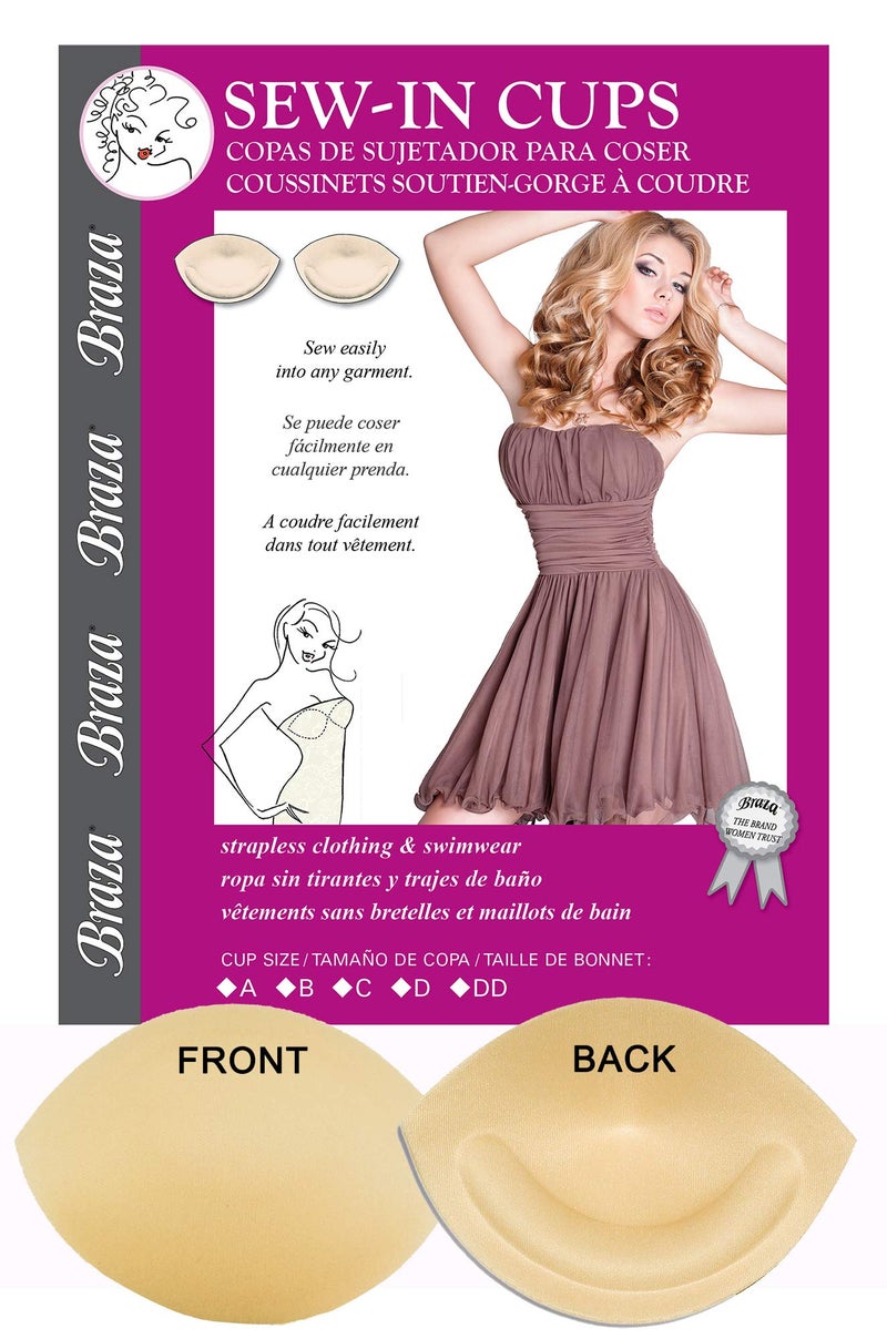 Braza - Sew in Bra & Swimwear Cups - Size C Beige - Image 3