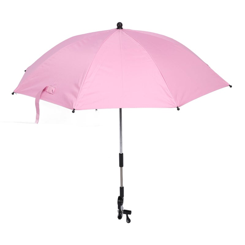 Baby Parasol Clip On Baby Stroller Sun Shade Sun Protection Umbrella Universal Baby Pram Parasol with 360 Degree Adjustable Clamp For Strollers Tricycles Pink - Image 3