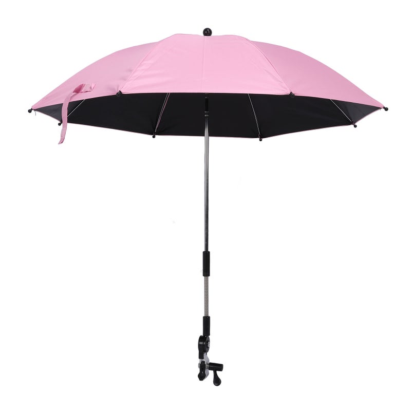 Baby Parasol Clip On Baby Stroller Sun Shade Sun Protection Umbrella Universal Baby Pram Parasol with 360 Degree Adjustable Clamp For Strollers Tricycles Pink - Image 5