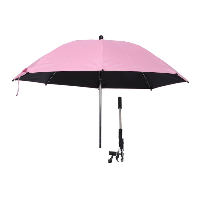 Baby Parasol Clip On Baby Stroller Sun Shade Sun Protection Umbrella Universal Baby Pram Parasol with 360 Degree Adjustable Clamp For Strollers Tricycles Pink - Image 1