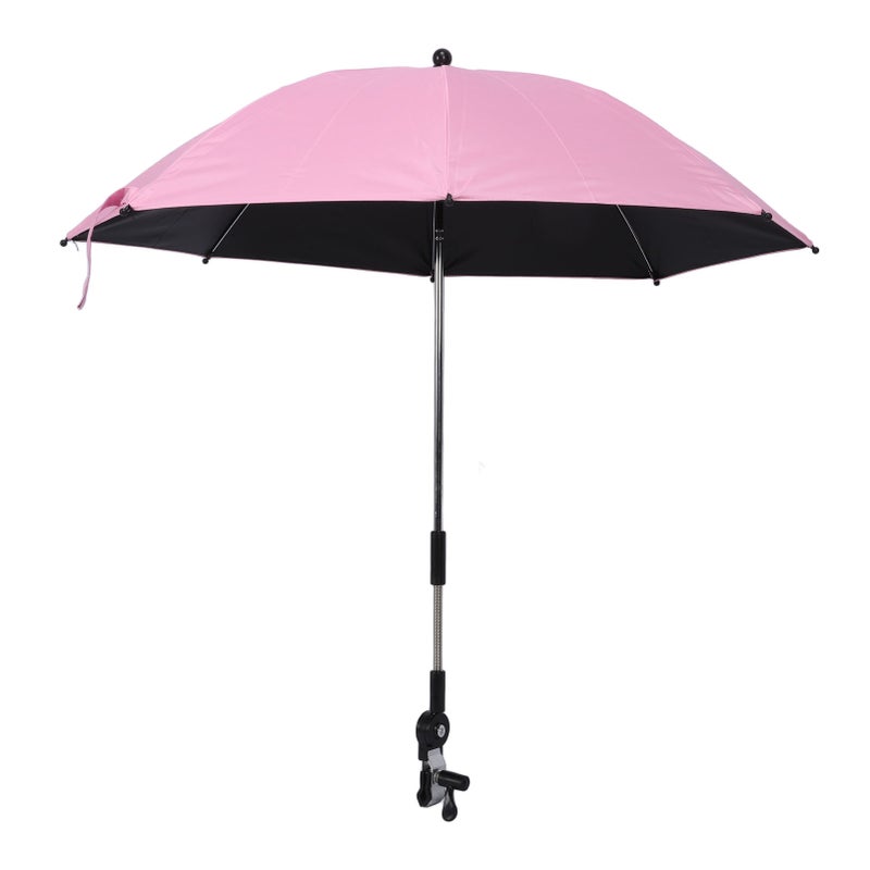 Baby Parasol Clip On Baby Stroller Sun Shade Sun Protection Umbrella Universal Baby Pram Parasol with 360 Degree Adjustable Clamp For Strollers Tricycles Pink - Image 4