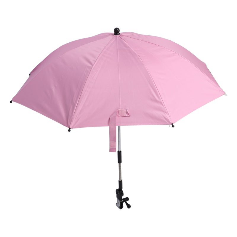 Baby Parasol Clip On Baby Stroller Sun Shade Sun Protection Umbrella Universal Baby Pram Parasol with 360 Degree Adjustable Clamp For Strollers Tricycles Pink - Image 2