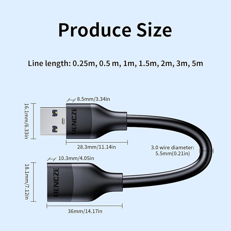 USB 3.0 Extender Cable 10 Feet Male to Female High Speed Data Transfer for PC Gaming Console - Image 4