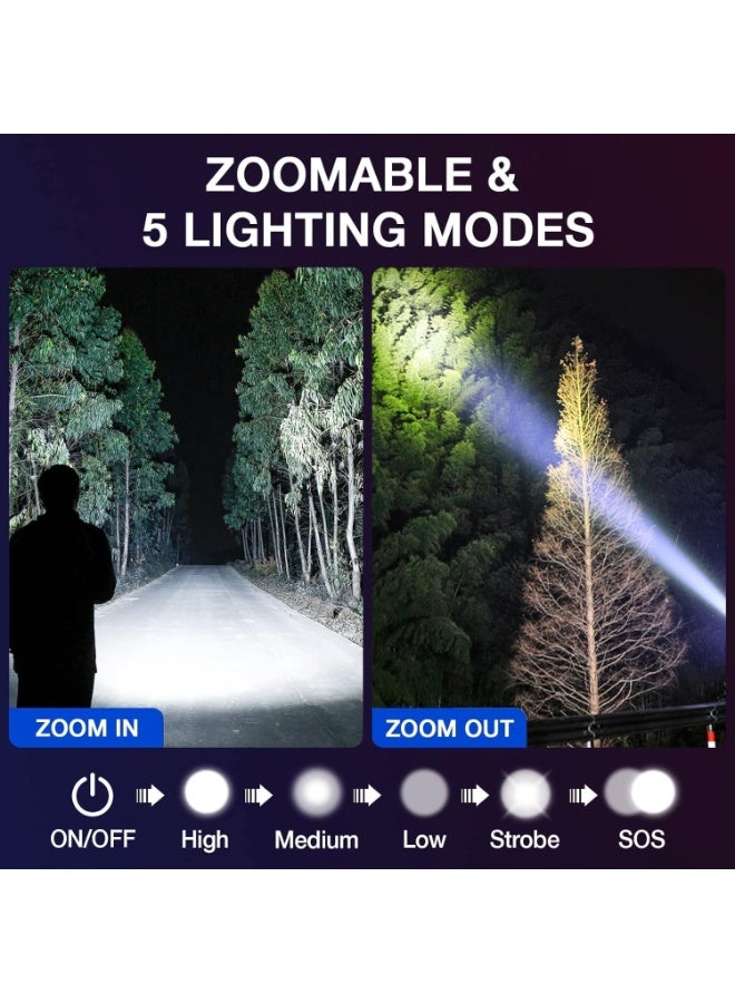 Telescopic Zoom LED Torch Battery Powered, Small Bright Flashlight, Adjustable Focus, Water Resistant Pocket Torch, Lightweight Hand Torch for Power Cut, Camping, Dog Walking, Gifts for Kid Dad Men - Image 4