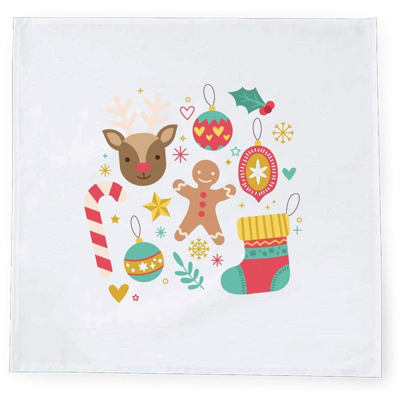 Khakee 6 Pcs Christmas Theme Tafta Silk Table Napkins 10x 10 for Xmas Decoration Christmas OrnamentsChristmas Gift npxmas263P - Image 2