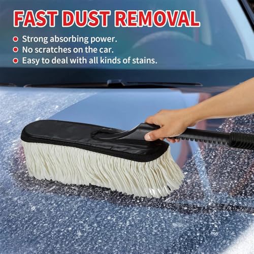 HSR Car Accessories Premium Microfiber Car Duster Brush, Scratch-Free Cleaning with Wax-Treated Cotton Strands, Effectively Removes Dust & Dirt, Eco-Friendly & Reusable, for Car, SUVs, Trucks, Bike - Image 3