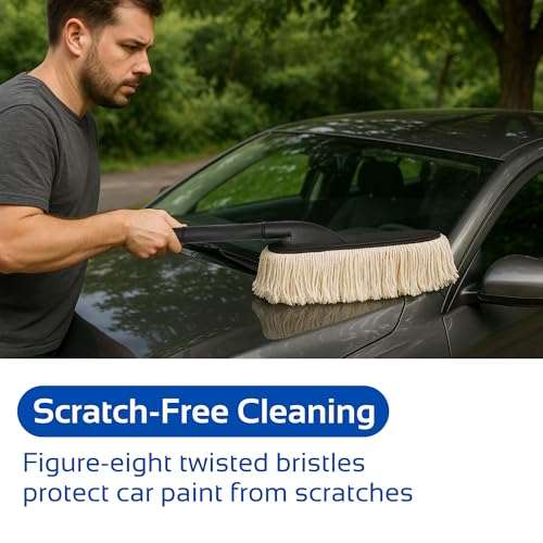 HSR Car Accessories Premium Microfiber Car Duster Brush, Scratch-Free Cleaning with Wax-Treated Cotton Strands, Effectively Removes Dust & Dirt, Eco-Friendly & Reusable, for Car, SUVs, Trucks, Bike - Image 2
