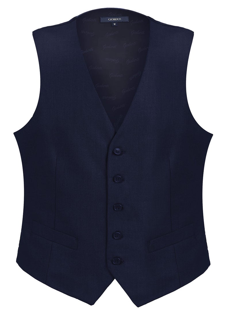Gioberti Men's Formal Suit Vest Fit for Business or Casual Dress, Navy, Small - Image 1