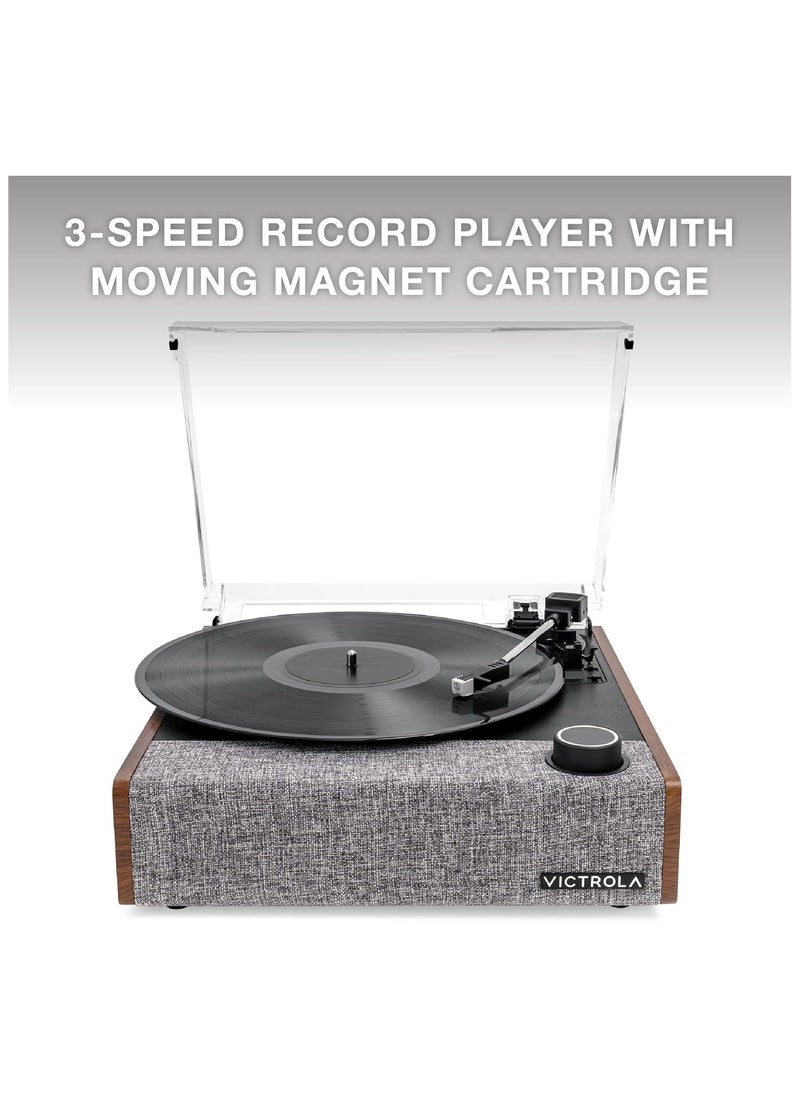 VICTROLA Victrola Eastwood II Record Player, Walnut Finish Turntable with Speakers, Bluetooth 5.1 and Vinyl Stream Technology, Vintage Style 3-Speed Vinyl Player, Audio Technica AT-3600LA Cartridge  - Image 2