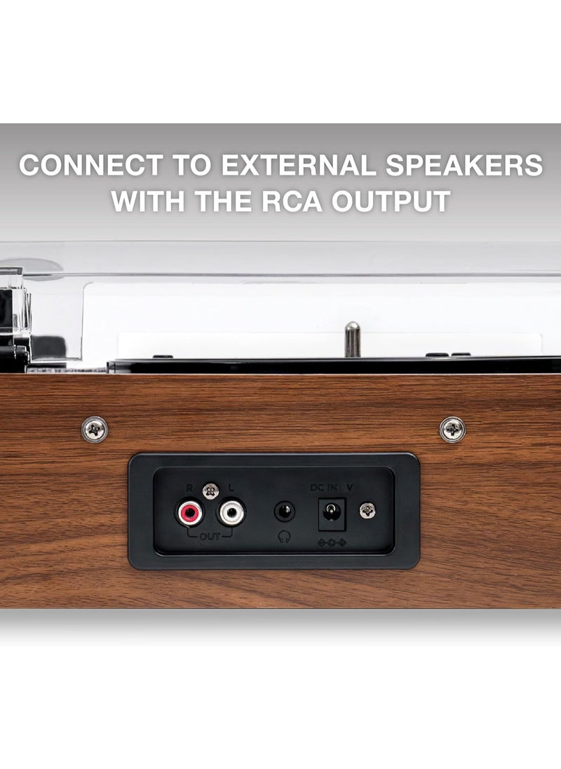 VICTROLA Victrola Eastwood II Record Player, Walnut Finish Turntable with Speakers, Bluetooth 5.1 and Vinyl Stream Technology, Vintage Style 3-Speed Vinyl Player, Audio Technica AT-3600LA Cartridge  - Image 5