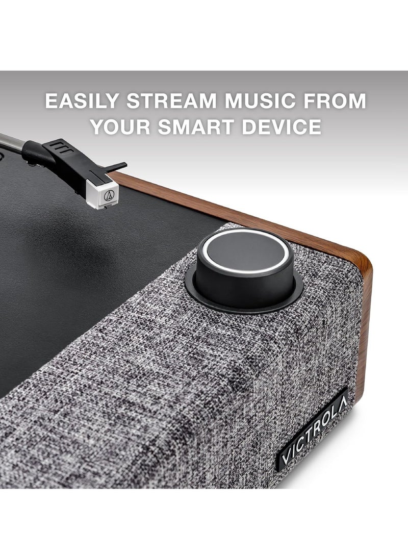 VICTROLA Victrola Eastwood II Record Player, Walnut Finish Turntable with Speakers, Bluetooth 5.1 and Vinyl Stream Technology, Vintage Style 3-Speed Vinyl Player, Audio Technica AT-3600LA Cartridge  - Image 4