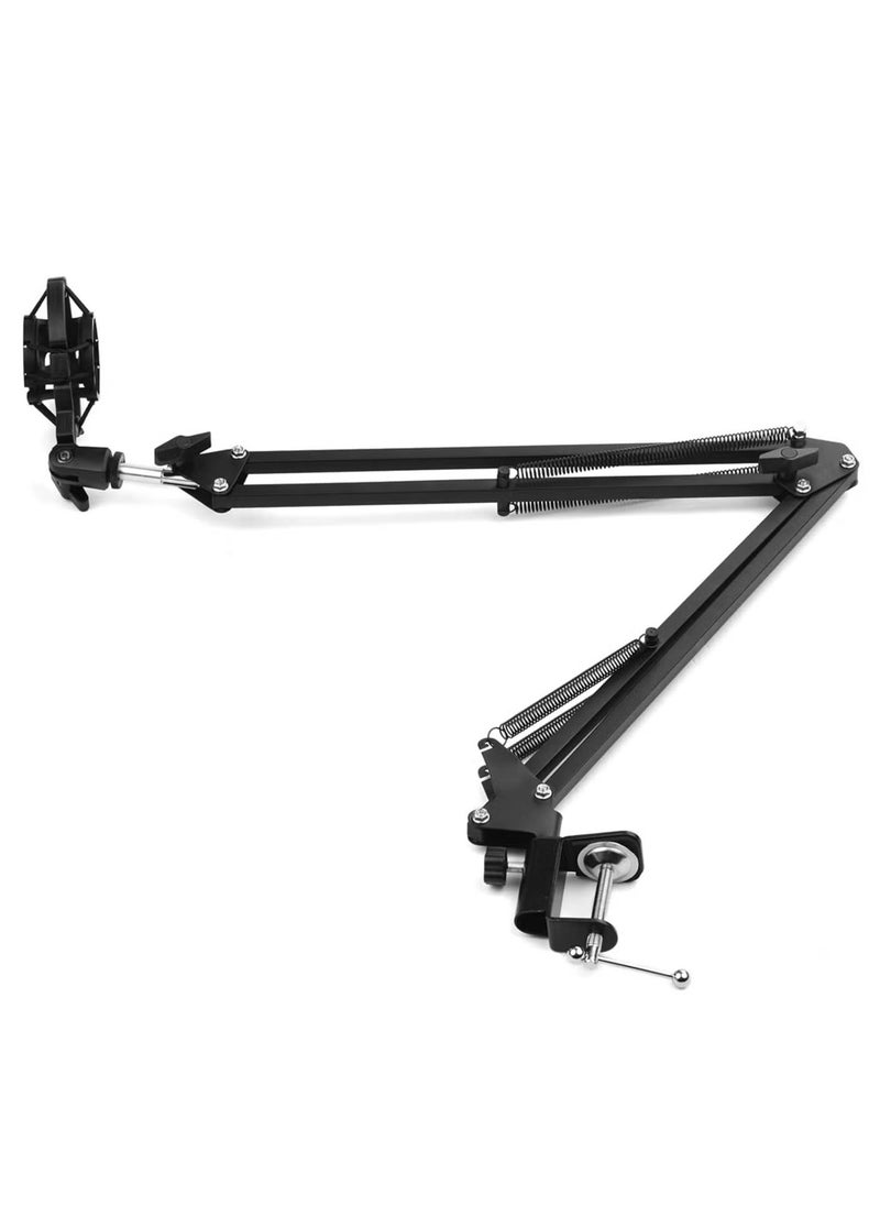 JAJEEK Adjustable Foldable Microphone Stand – Heavy Duty Metal Mic Arm Bracket with Shock Proof Holder, Windshield Pop Filter for Studio Recording, Live Video Broadcasting, and Online Singing - Image 3