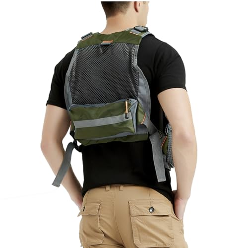 Obcursco Fly Fishing Vest Pack Adjustable for Men and Women with Breathable Mesh, Trout Fishing Gear, for Outdoors Stream Fishing (Army Green) - Image 4
