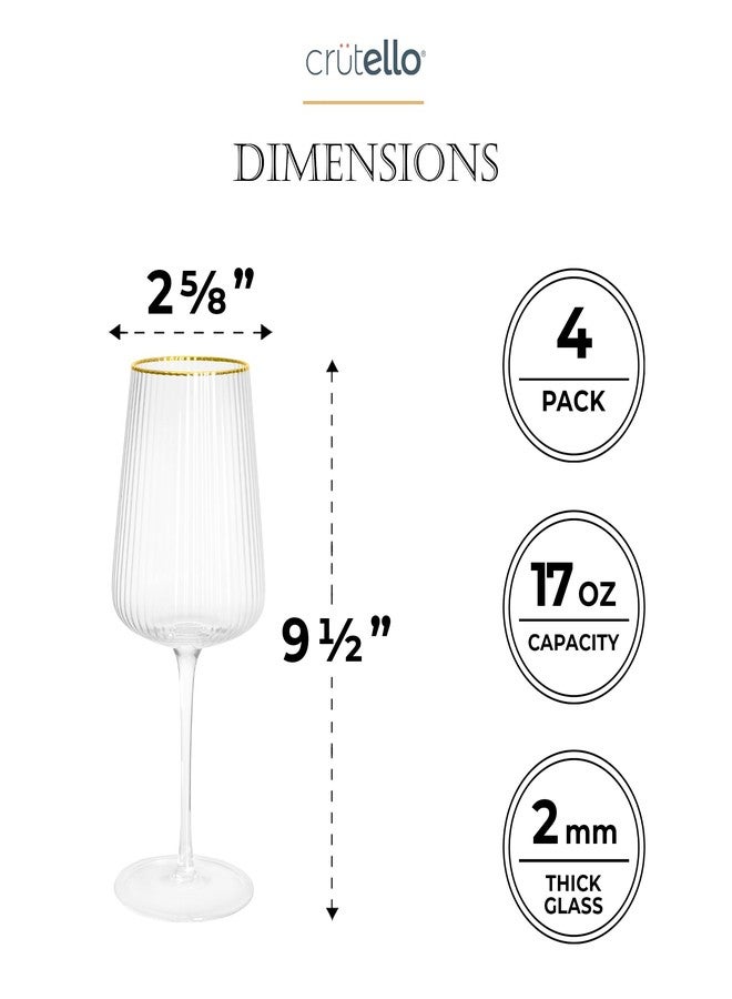 Crutello كؤوس كروتيلو العصرية للنبيذ - 17 أونصة، أكواب فريدة بتصميم مضلع عتيق وحافة ذهبية، مناسبة للنبيذ الأحمر أو الأبيض الفاخر - طقم من 4 قطع - Image 2