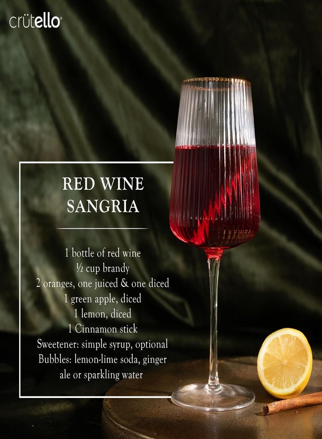 Crutello كؤوس كروتيلو العصرية للنبيذ - 17 أونصة، أكواب فريدة بتصميم مضلع عتيق وحافة ذهبية، مناسبة للنبيذ الأحمر أو الأبيض الفاخر - طقم من 4 قطع - Image 4