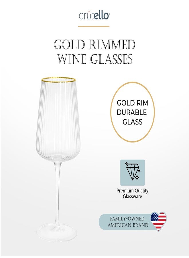 Crutello كؤوس كروتيلو العصرية للنبيذ - 17 أونصة، أكواب فريدة بتصميم مضلع عتيق وحافة ذهبية، مناسبة للنبيذ الأحمر أو الأبيض الفاخر - طقم من 4 قطع - Image 5