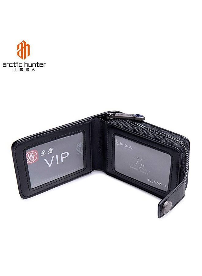 ARCTIC HUNTER ARCTIC HUNTER BALLISTIC NYLON CARD HOLDER 12 SLOTS WATER RESISTANT COIN COMPARTMENT WITH ZIPPER WALLET PURSE FASHION Q0012 BLK  - Image 4