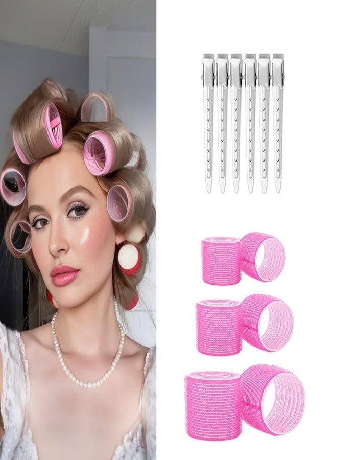 Pinaka Jumbo Hair Curlers Rollers,6 Pcs Hair Rollers Set with 6Pcs 60mm Jumbo Hair Curlers Self Grip Holding Rollers and 6Pcs Hair Clips for Long Medium Hair Bangs Volume (12Pcs Combo) - Image 1