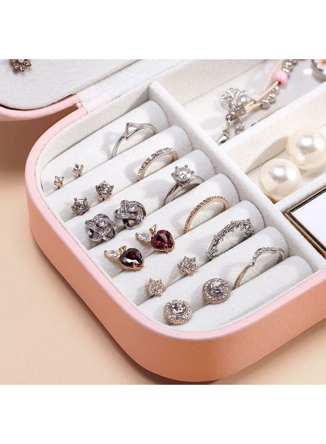Korean-Style Jewelry Storage Box – Multi-Layer, Large Capacity Organizer for Rings, Earrings & Accessories – Perfect for Travel (Light Pink) - Image 3