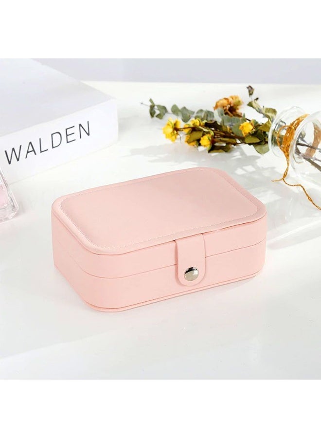 Korean-Style Jewelry Storage Box – Multi-Layer, Large Capacity Organizer for Rings, Earrings & Accessories – Perfect for Travel (Light Pink) - Image 2