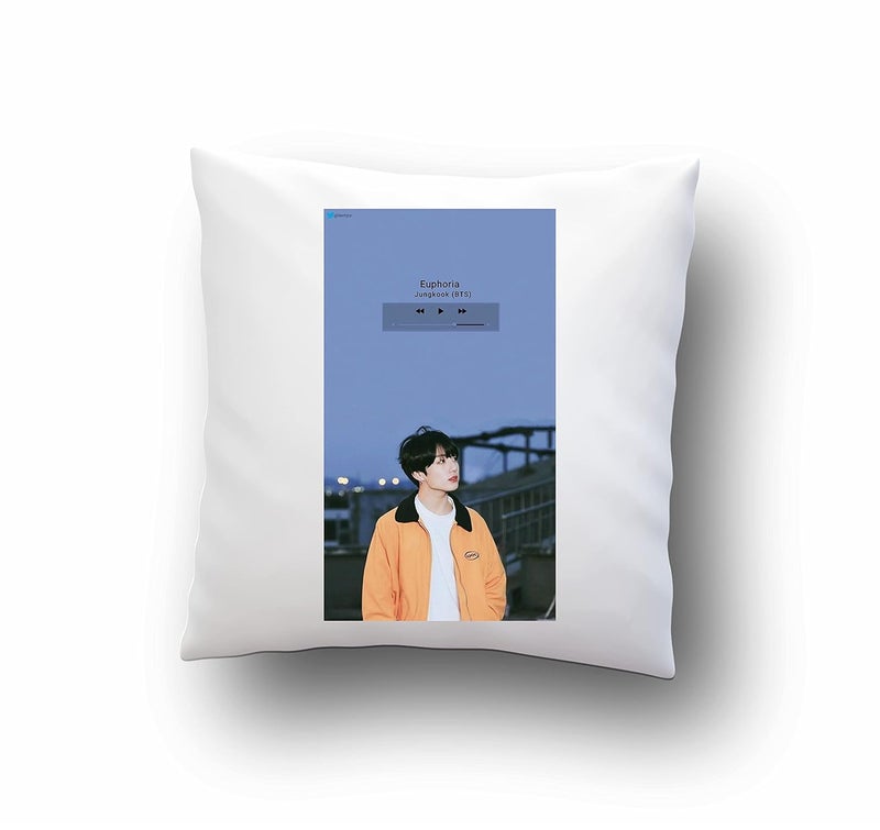 CRAFT MANIACS Officially Licensed BTS Merch BTS Euphoria Satin Pillow with Filler 1616 Inches - Image 1