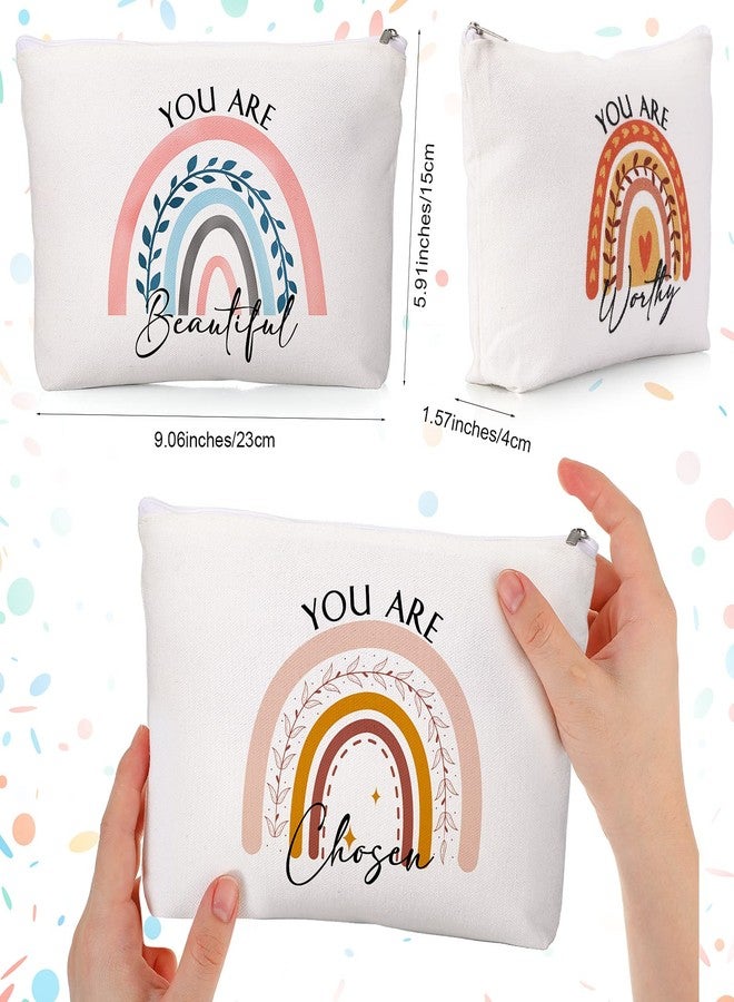 كوم حقيبة مكياج قماشية ملهمة من كوم، 20 قطعة، هدية مثالية لعيد الميلاد، حقيبة مستحضرات تجميل، حقيبة سفر بسحاب، حقيبة أدوات تجميل، هدية رائعة لصديقتك (قوس قزح). - Image 2