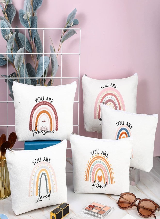 كوم حقيبة مكياج قماشية ملهمة من كوم، 20 قطعة، هدية مثالية لعيد الميلاد، حقيبة مستحضرات تجميل، حقيبة سفر بسحاب، حقيبة أدوات تجميل، هدية رائعة لصديقتك (قوس قزح). - Image 5