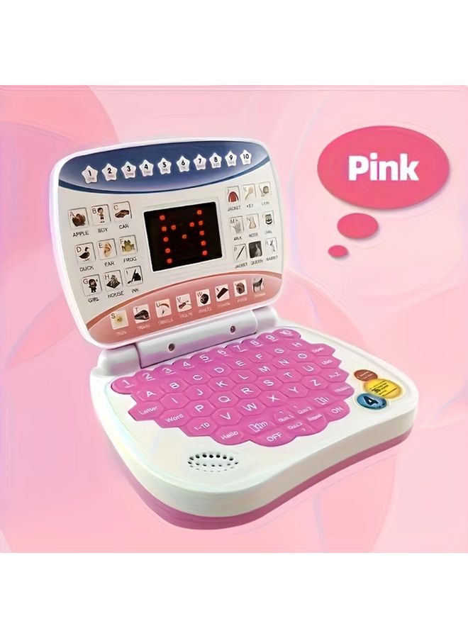 Pink Educational Kids Learning Computer Portable Interactive LCD Screen Keyboard - Image 1