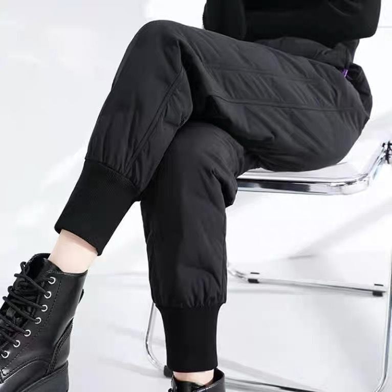2024 Spring Slim White Cotton Pants High Waist Straight Fashion Casual Plus Size Petite Autumn Winter Black light cotton pants 225# 