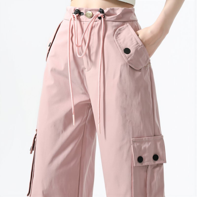 Womens Multi-scene Cargo Pants Quick Dry Wide Leg Trousers for Travel School - Image 5