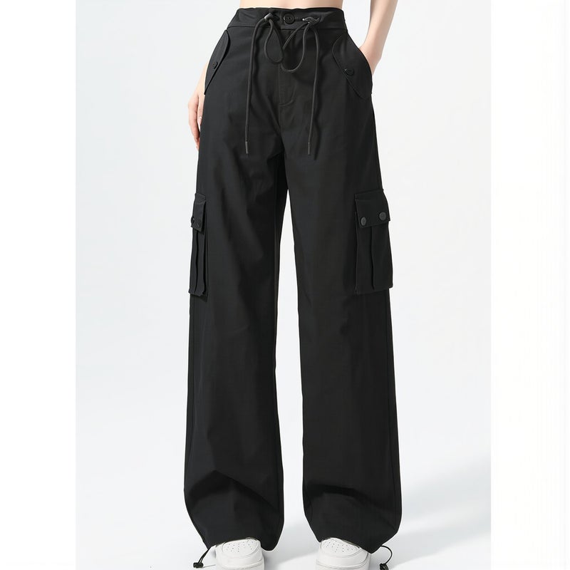 Womens Multi-scene Cargo Pants Quick Dry Wide Leg Trousers for Travel School - Image 4