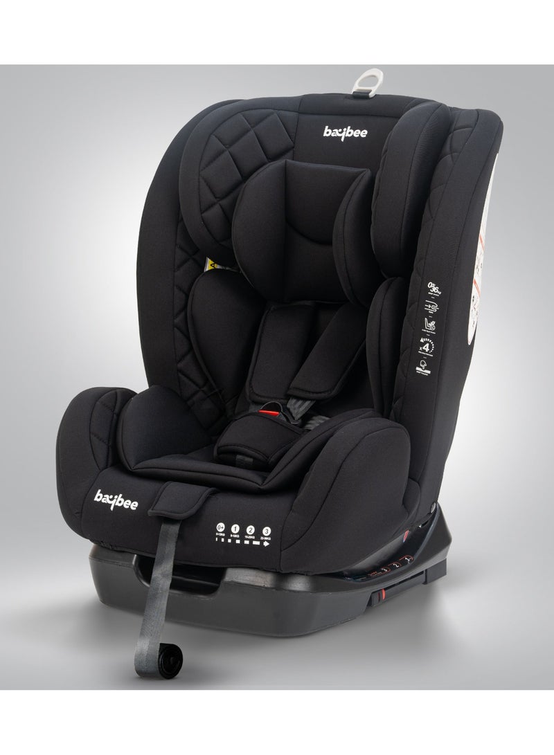 BAYBEE Convertible Car Seat for Baby 0 to 12 Years with ISOFIX, 3 Position Recline, Headrest Adjustable ECE R44/04 Safety Certified Travel Baby Car Seat for Toddlers Kids Boys Girls Pure Black - Image 1