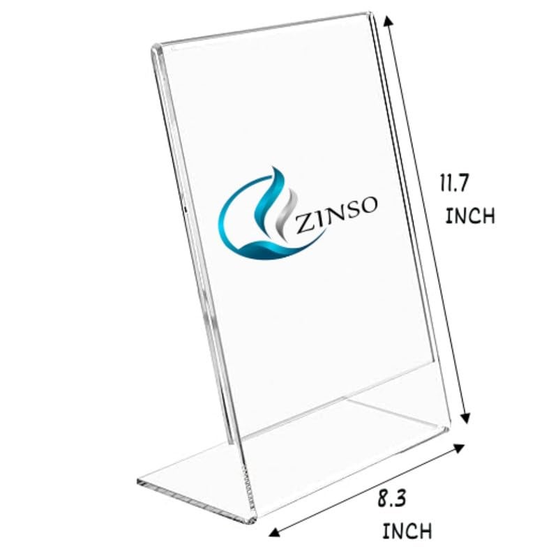 ZINSO A4 L-Shaped Acrylic Sign Holder Portrait Style Menu Ad Frame Display Stand Table Top Perfect for Restaurants, Promotions, Photo Frames, Classroom (1PC) - Image 2